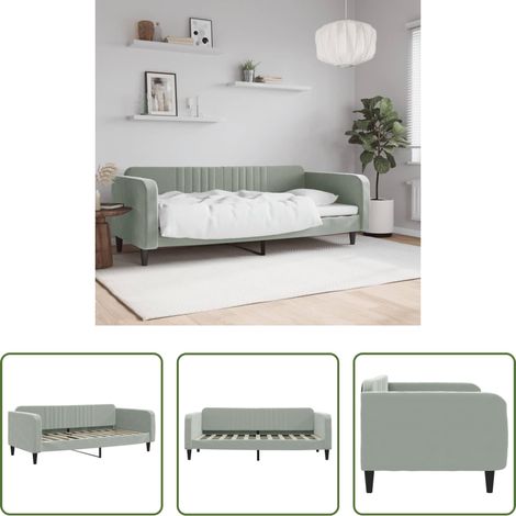 Canapé-lit - Lit de repos sans matelas gris clair 90x190 cm velours (1/5)