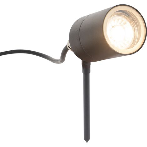 QAZQA + Moderno Foco de jardín ajustable antracita IP44 - Solo Acero inoxidable Cilíndra Adecuado para LED Max. 1 x 35 Watt