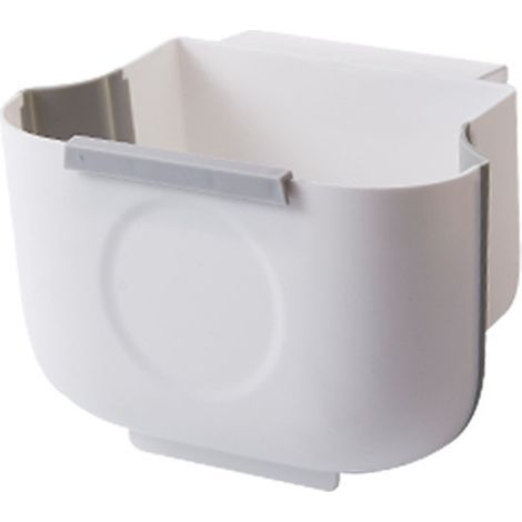 Poubelle Suspendue Cuisine 6 L - Bac Pliable en Plastique Blanc - Fixation sur Porte d'Armoire - Pour Espace Restreint (1/5)