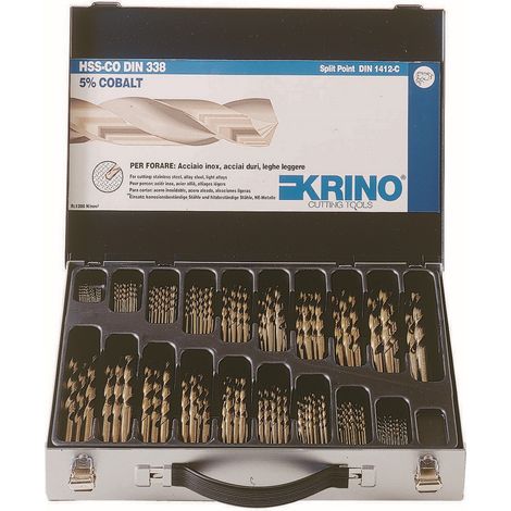Krino cassetta valigetta 116 punte al cobalto 5% serie corta kit trapano (1/2)