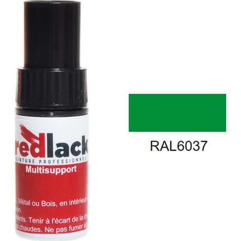 Retuschefläschchen mit Pinsel 9ml – RAL 6037 - Glanz - Reingrün - für verschiedene Oberflächen - Redlack