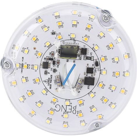 Kit de remplacement pour ventilateur de plafond LED rond de 10 cm (4 pouces) avec éclairage LED 15 W, 3 CCT (3000 K, 4000 K, 6500 K), intensité variable. (1/5)