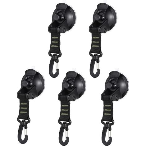 CCYKXA Heavy Duty Vacuum Suction Cup with Hook, Removable Strong Suction Cup Hooks, Versatile Reusable Securing Hook for Outdoor, Car, Camping, Awning, Tent, Tarps, Bathroom, Kitchen, Green - 5 Pcs