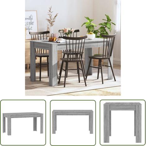 The Living Store Esstisch Grau Sonoma 140x74,5x76 cm Holzwerkstoff - Esstisch - Holztisch - Wohnzimmertisch - Küchentisch - Grau (1/5)