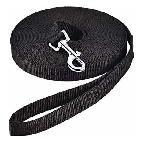 Laisse pour Chien (10m Noir), Laisse de Dressage Chien avec Poignée Longe Chien Longue Sangle en Nylon Mains Libre pour Petits à Grands Chiens Animal de Compagnie Promenade Jogging (1/5)