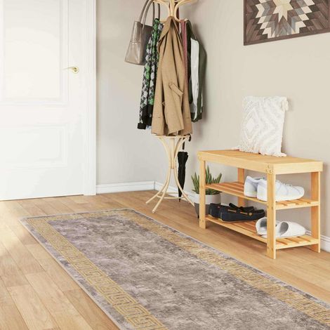 vidaXL Coureur de Tapis MARSA Gris 100 x 400 cm Polyester et PVC