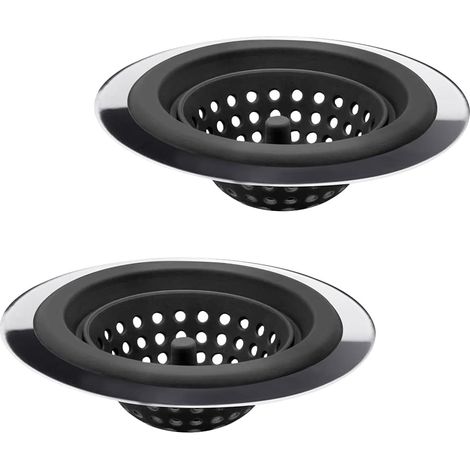 Filtre Évier - 2 Pièces - Tamis En Silicone Flexible Et Acier Inoxydable - Diamètre 11,5 Cm - Pour Évier Cuisine Salle De Bain Buanderie (1/5)