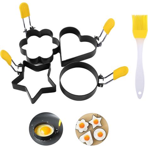 Set de 5 moules à œufs avec pinceau à huile, formes pliables à (1/5)