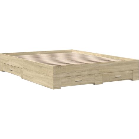 Cadre de lit et tiroirs chêne sonoma 150x200 bois ingénierie (1/5)