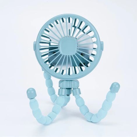 Ventilador flexible para cochecito - Ventilador portátil con batería recargable, 3 velocidades, para cochecito, cama o escritorio (azul) (1/5)