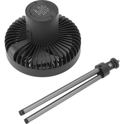 Trépied ventilateur avec lampe LED, 10000mAh, ventilateur de bureau sur support, ventilateur de camping avec minuterie, gris (1/5)