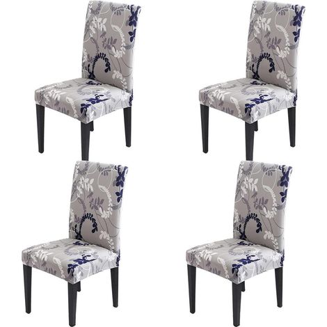 Stuhlhussen 4er Set, Stretch Stuhlbezug mit Blattmuster, abnehmbar & waschbar (1/5)