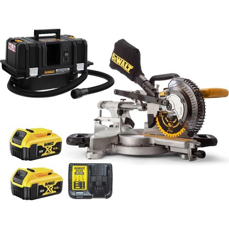 Dewalt DCS365M2 18v XPS 184mm Mitre Saw + 2 x 4.0ah Battery + DCV586M Vacuum (1/4)