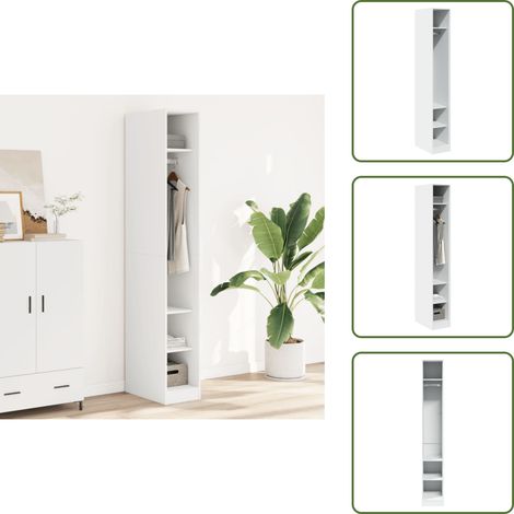 The Living Store Garde-robe Blanc 30x50x200 cm Bois d'ingénierie - Armoire Blanche - Meuble Rangement - Dressing - Placard - Organisation Vestimentaire (1/5)