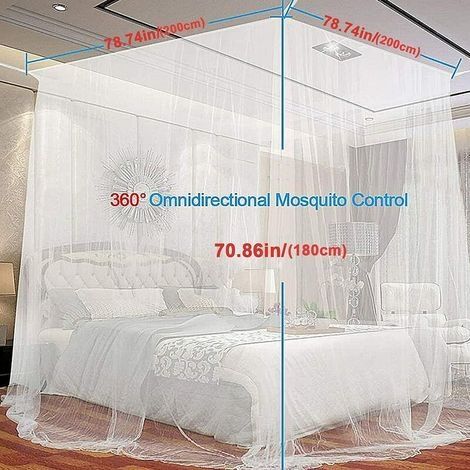 Quadratisches Moskitonetz aus Polyester, 200 x 200 x 180 cm – Schnelle Montage ohne Halterung – Effektiver Schutz vor Mücken – Weiß (1/4)