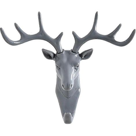 Crochets en bois de cerf créatifs, cintres uniques en forme d'animaux, cadeaux de décoration amusants, parfaits à offrir à des amis (gris). (1/5)