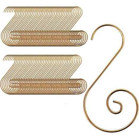 100 ganci natalizi a forma di S, ganci decorativi in filo metallico, 2,5 x 5 cm, per palline di Natale, decorazioni per l'albero di Natale e decorazioni di Capodanno. (1/5)