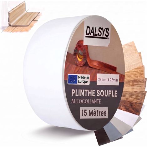 Dalsys plinthe souple autocollante plinthe adhésive, plinthe de finition pour joints dans le séjour, la cuisine, la salle de bain, en PVC synthétique - Blanc 15m