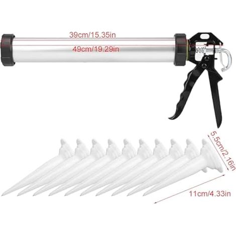 Pistolet à Calfeutrer 600 ML en Aluminium avec 10 Buses, Outil de Scellement Silicone pour Professionnels et Bricoleurs (1/5)