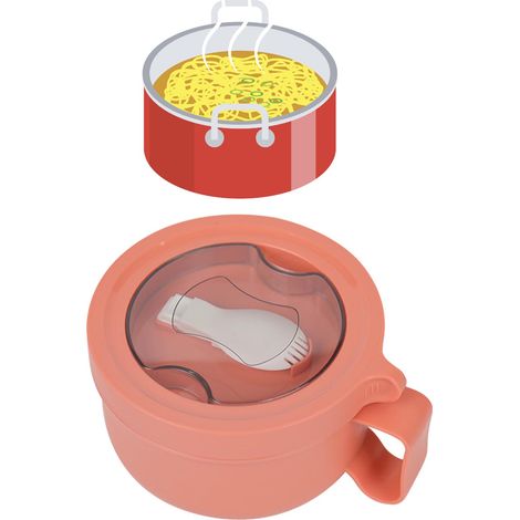 Instantnudelschale aus Edelstahl, Bento-Box im japanischen Stil mit Deckel, isolierte Schale, Studentenwohnheim, Instagram-tauglicher Instantnudelbecher, orange. (1/5)