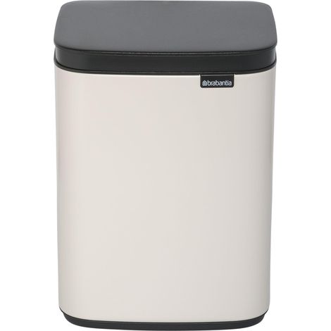 Brabantia Abfalleimer de Bo 4L Rechteckiger, kompakter Mülleimer, Deckel declosing suave und herausnehmbarer Inneneimer  Wandmontage oder freistehendes Design für Bad, Küche oder Büro  Soft Beige