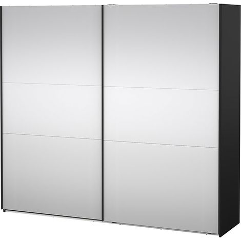 Como Schiebetürenschrank 2 Türen mit Spiegel 245x220cm matt schwarz. (1/5)