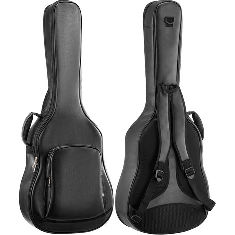 Étui Rigide pour Guitare Acoustique 1041 mm Étui Guitare Folk Noir, pour Transport et Stockage, avec Compartiment pour Accessoires, Rembourrage Mousse, Poignée Transport, Double Sangle à Dos (1/5)
