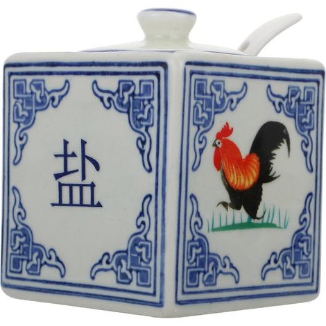 Pot à sel en céramique à motif coq (1 pièce) (1/5)