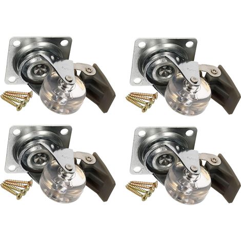 KOTARBAU Lot de 4 roulettes de meuble transparentes Ø 35 mm avec frein pour tous les types de sols Roulettes pivotantes en caoutchouc Roulettes de transport Pour Sofar/Caisse à outils (1/5)