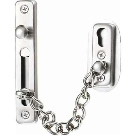 Chaîne de sécurité, chaîne de porte en acier inoxydable 304, verrou de chaîne de porte avec vis, convient aux portes et fenêtres intérieures des maisons, hôtels et autres lieux, plaqué argent chromé b
