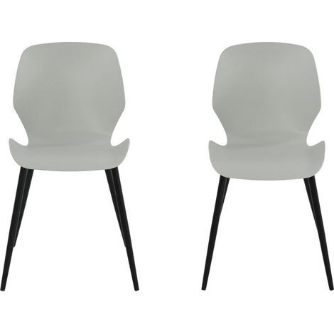 Carnaby Kitchen Chairs (Set of 2) - Plastic/Metal - L55.5 x W47.5 x H81.6 cm - Light Grey/Black - Flat Packed