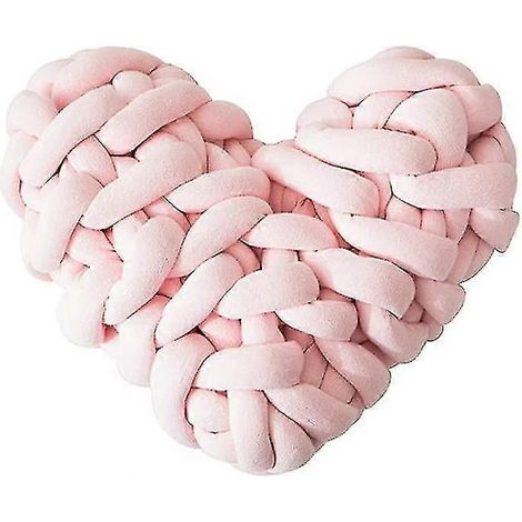 Coussin en peluche douce à nœuds, tissé à la main, coussin décoratif en forme de cœur, rose Homelight (1/4)