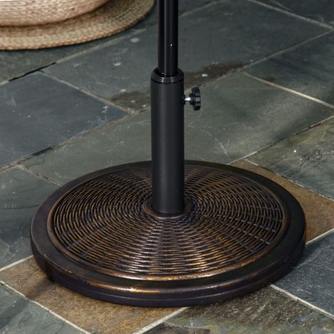 Stand parasol ciment 14kg rond rotin pour tube 35/38/48mm