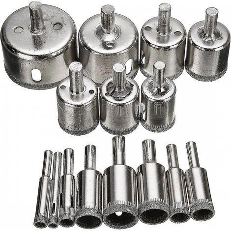 BEBUSINGOTO Jeu de forets à revêtement diamant 6mm-50mm, 15 pièces, pour carrelage, marbre, verre, céramique, scie cloche, outils électriques (1/4)