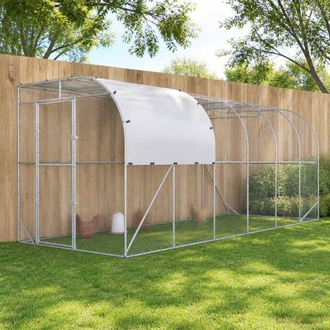 vidaXL Poulailler contre le mur Argenté 600 x 200 x 215 cm (1/5)