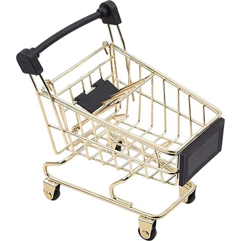 Mini Shopping Trolley in Gold - Metal Shopping Trolley - Decorative Desk Organiser for Office and Home (1/5)