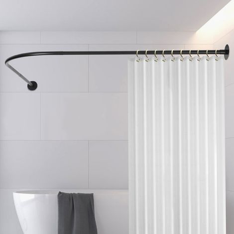 Ausziehbare Duschvorhangstange 90–130 cm, halbkreisförmige, C-förmige Duschvorhangstange
