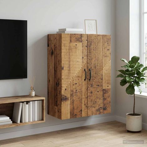 Armoire murale 2 portes, 2 étagères, style vintage, bois d’ingénierie, 66 x 34,5 x 90 cm - PANGIVO (1/5)