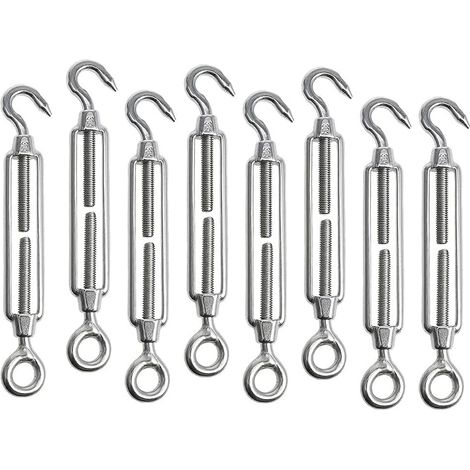 8 pièces M5 Tendeur Cable Tendeur Acier Inoxydable Réglable Tendeur Crochet et œil Acier Inoxydable 304 Tendeur de Fil pour Corde Cable Fil à Linge Jardin Grillage (1/5)