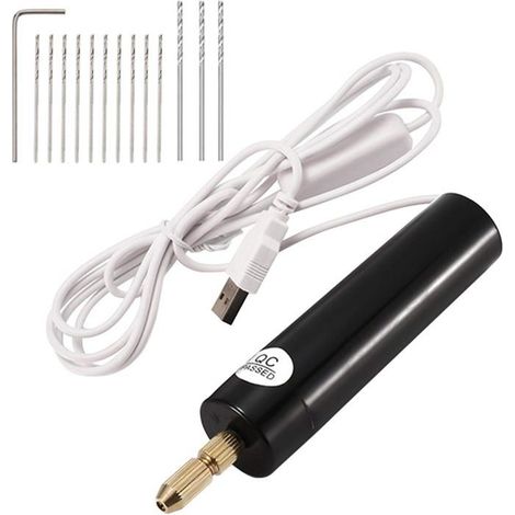 Mini perceuse électrique 0,7-1,2 mm pour résine, perceuse électrique USB pour la fabrication de bijoux, kit d'étau avec 13 f (1/4)