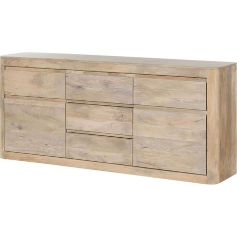 Sideboard Mango weiß lackiert 185x40x80 cm montiert TORONTO 302 (1/4)