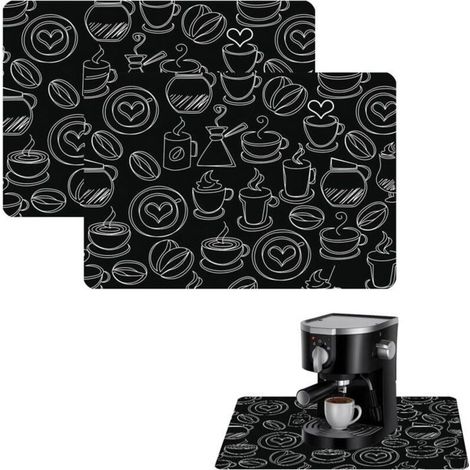 (Noir)Tapis Machine A Cafe Tapis Egouttoir Vaisselle Tapis Absorbant Tapis De Bar Tapis Vaisselle Pour Protege Plan De Travail Cuisine Ta (1/5)