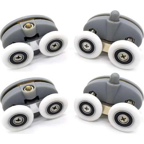 Lot de 4 roulettes doubles pour porte de douche - Diamètre : 20 mm - Distance : 30 mm (1/5)