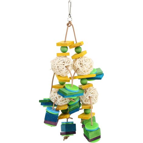 Jouet En Bois Pour Perroquet - Balançoire Colorée Avec Blocs À Mâcher - Accessoire De Cage Pour Exercice Et Détente - Lot De 1 (1/5)