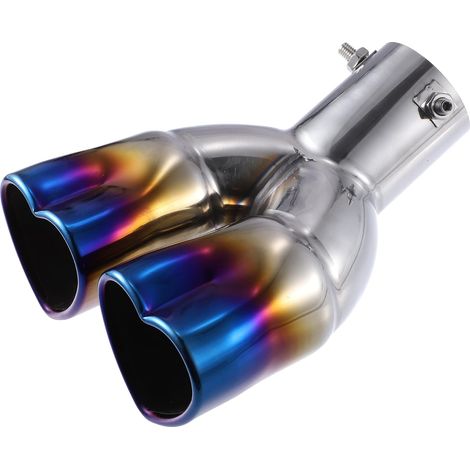 Voiture Double Échappement Embout Tuyau Coeur Forme 2.5" Métal Cuit Bleu (1/5)