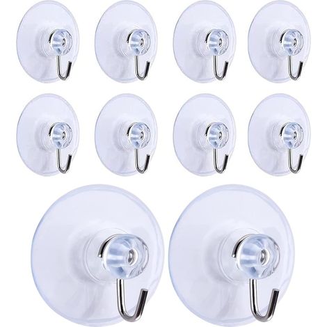 10 Pcs Suction Cup Hooks, Removable Transparent Suction Cup Wall Hooks Hanger for Bathroom Kitchen Shower Towel Wall Hooks Hangers Accessories (45mm) (1/5)