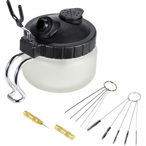 KKmoon Pot de nettoyage aérographe avec support verre bocal nettoyant peinture pistolet pulvérisateur outils lavage aiguille buse pinceau kit