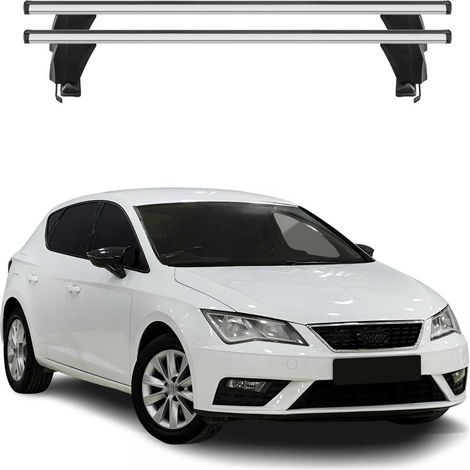 OMAC Barres de toit transversales en aluminium pour Seat Leon III 2012-2020 – Antivol – Rainure en T – Testées City Crash – Charge Max 50 kg Argent