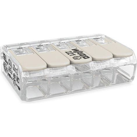 WAGO 221-485 Verbindungsklemme flexibel: 0.20-4 mm² starr: 0.20-4 mm² Polzahl: 5 1 St. Transparent, (1/2)