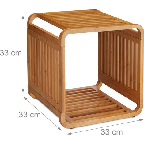 Étagère de rangement 96 x 33 x 33 cm pour salle de bain cuisine ambiance cosy en bambou naturel (1/3)